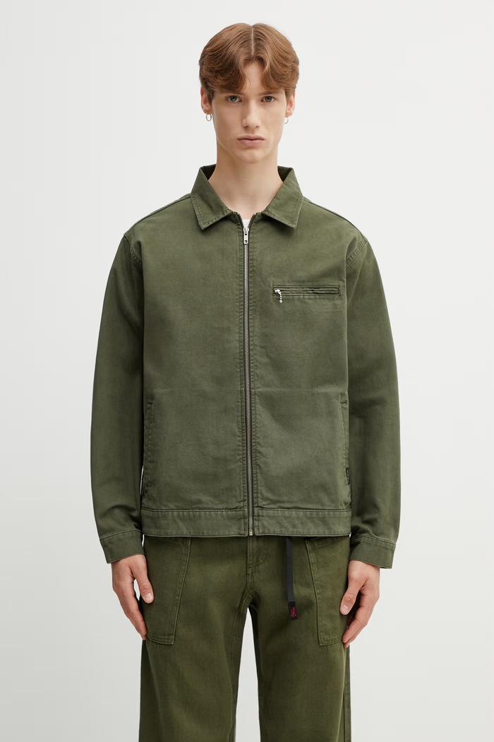 Gramicci TAOS CANVAS JACKET geacă de tranziție pentru bărbați de bumbac verde G6SM.J009.