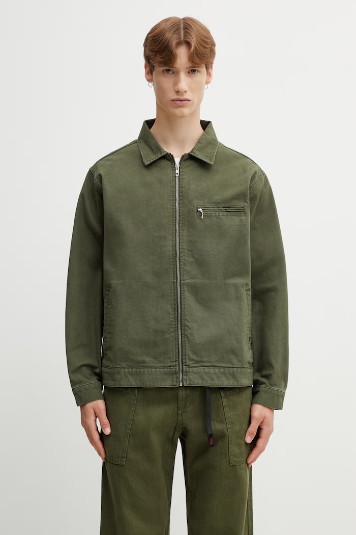 Gramicci TAOS CANVAS JACKET geacă de tranziție pentru bărbați de bumbac verde G6SM.J009.