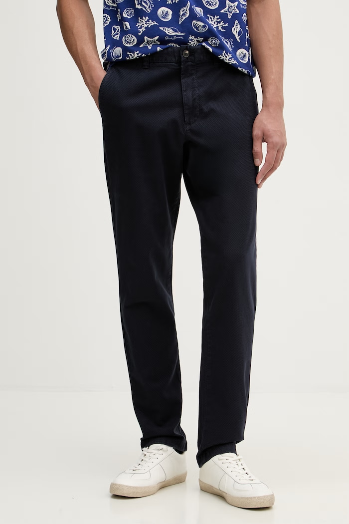 United Colors of Benetton spodnie chinos męskie bawełniane z elastanem granatowy 42D6UF062