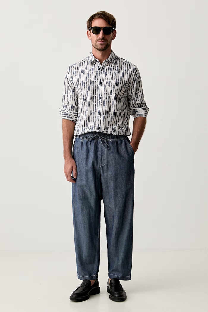 United Colors of Benetton spodnie straight męskie z dodatkiem lnu 4E1XUF06B granatowy SS26