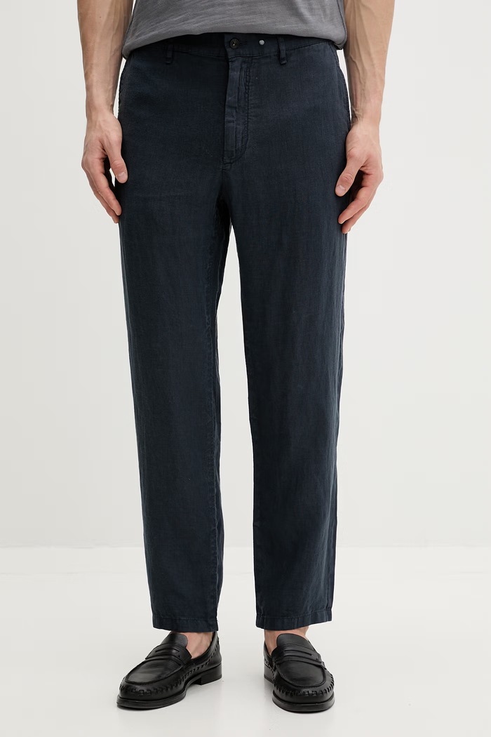 Rag & Bone παντελόνι ανδρικό λινό σκούρο μπλε RV5326S7MCO