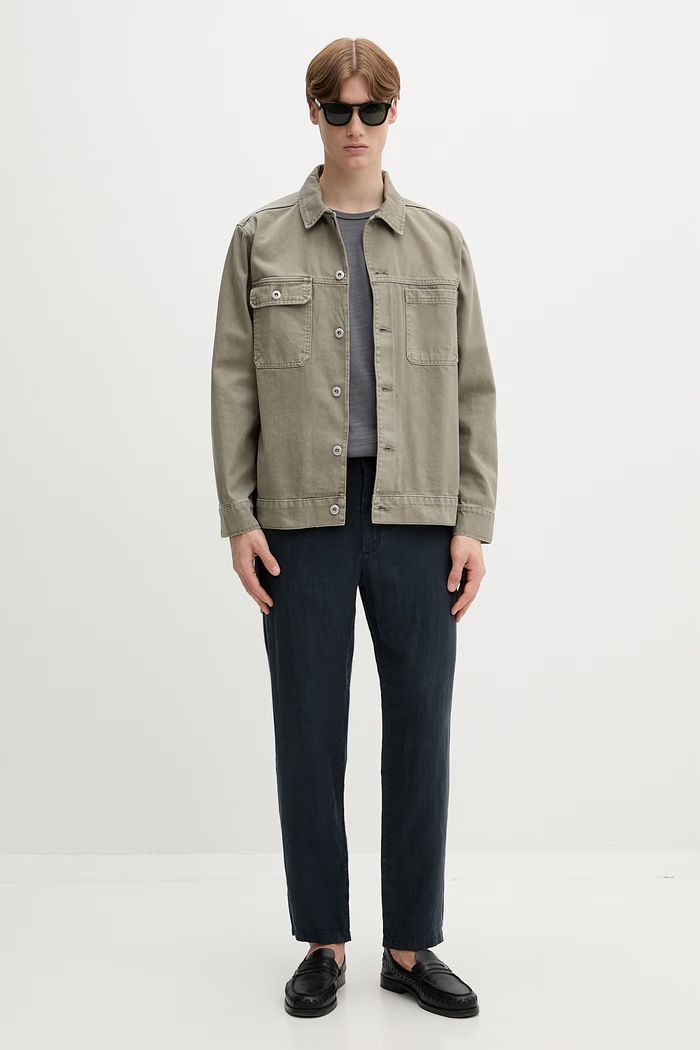 Rag & Bone παντελόνι ανδρικό λινό RV5326S7MCO σκούρο μπλε SS26
