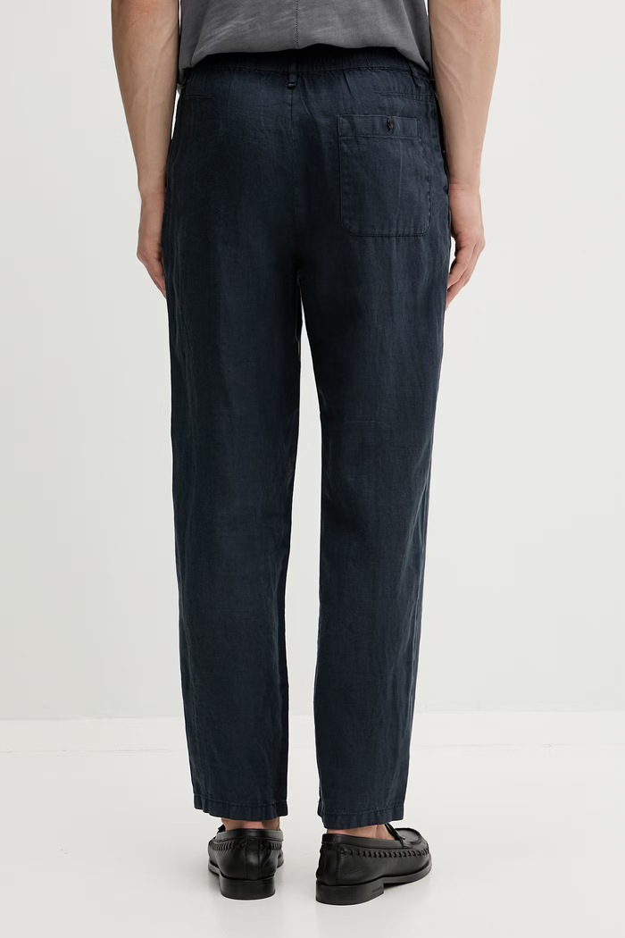 Ρούχα Rag & Bone παντελόνι ανδρικό λινό RV5326S7MCO σκούρο μπλε