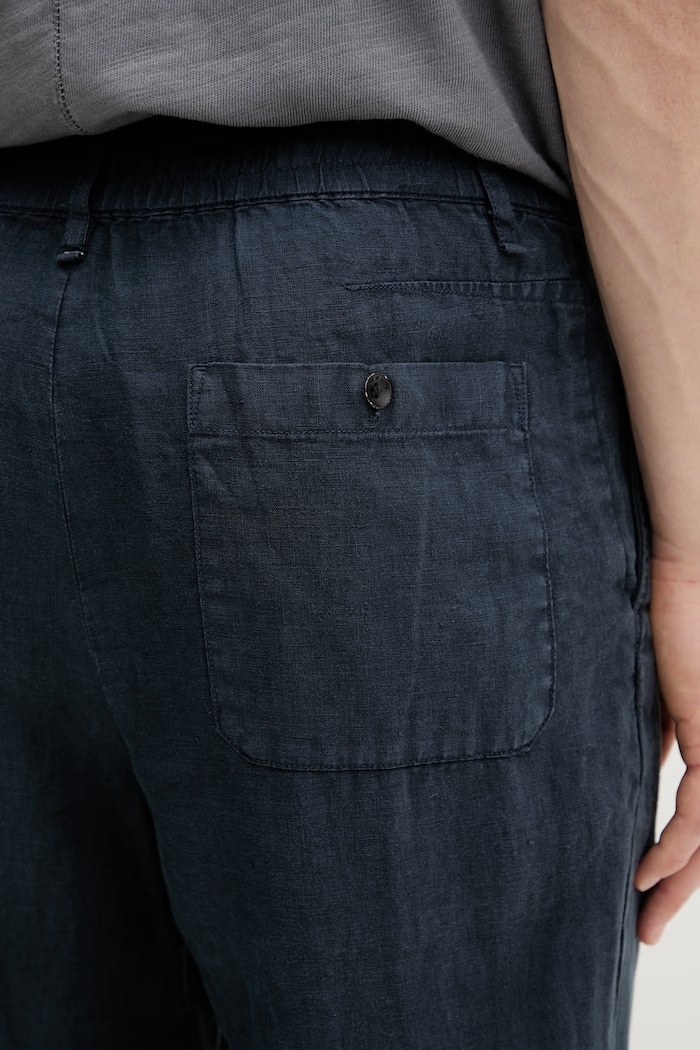 Rag & Bone παντελόνι ανδρικό λινό σκούρο μπλε RV5326S7MCO