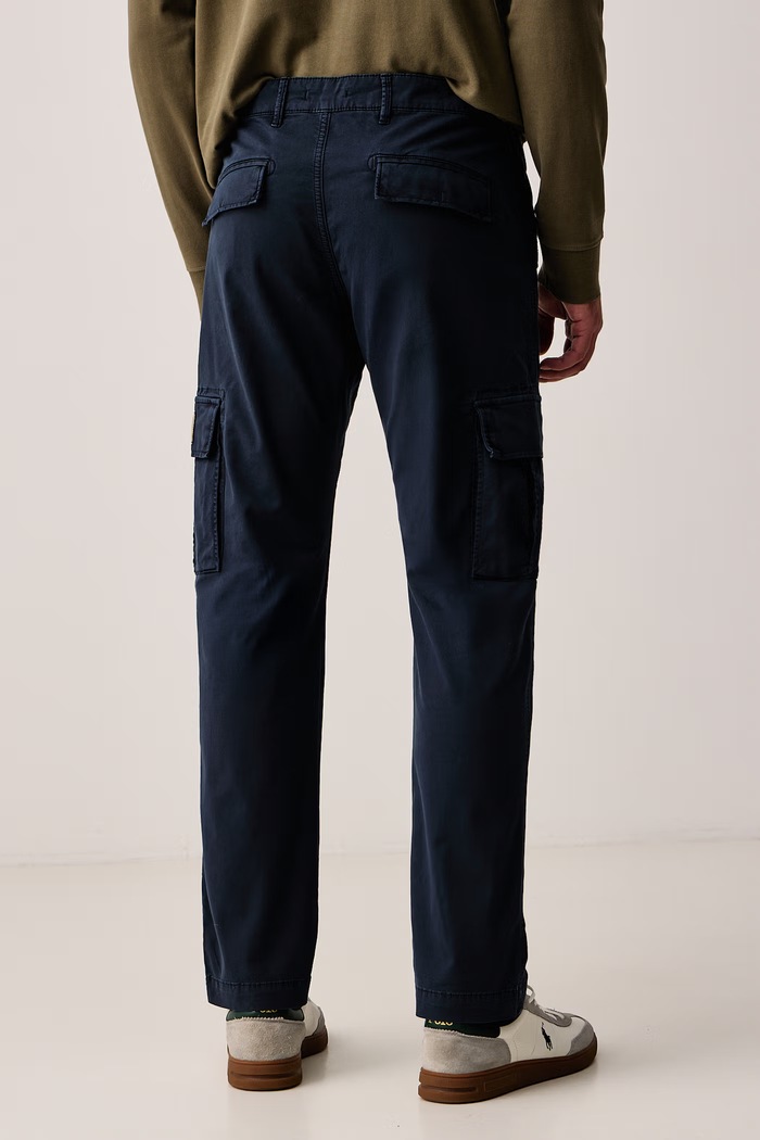 Odzież Aeronautica Militare Spodnie cargo męskie bawełniane z elastanem PA1719UCT04332 granatowy