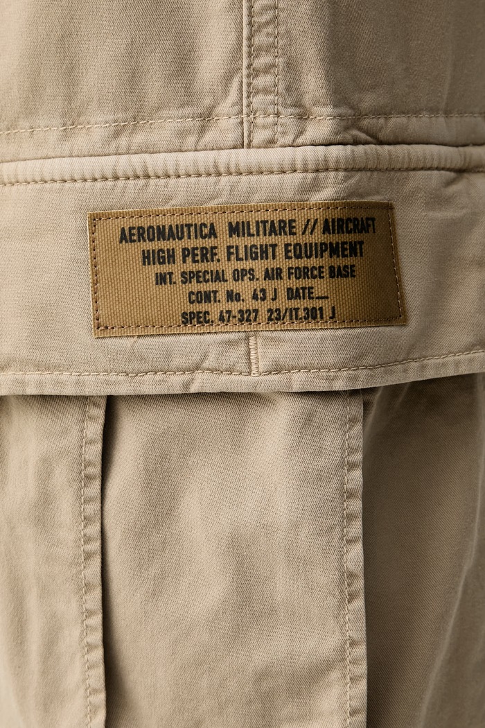 Spodnie cargo męskie bawełniane z elastanem Aeronautica Militare PA1719UCT04332 beżowy