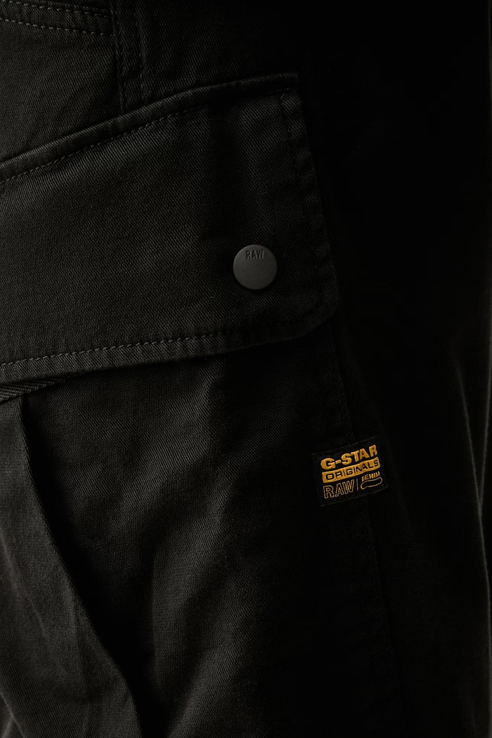 G-Star spodnie cargo męskie bawełniane z elastanem 3D Regular Straight Cargo czarny D26950.E043