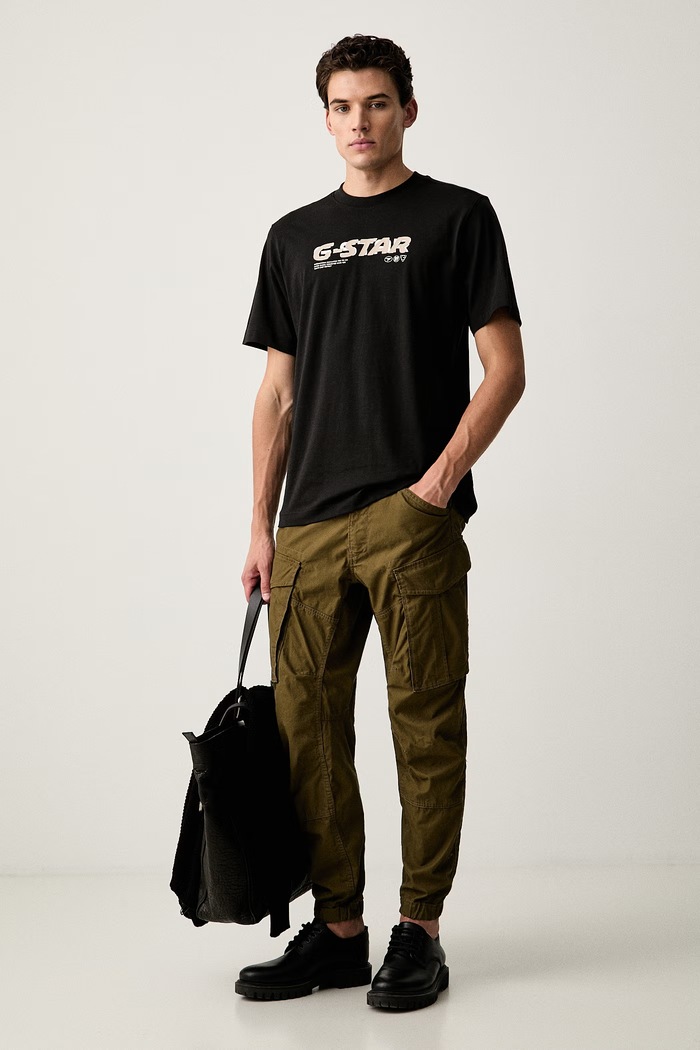 G-Star spodnie męskie bawełniane Cargo 3d regular tapered cuffed D24735.D929 zielony SS26