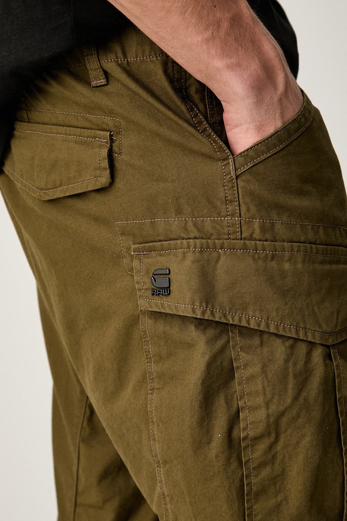 G-Star spodnie męskie bawełniane Cargo 3d regular tapered cuffed zielony D24735.D929