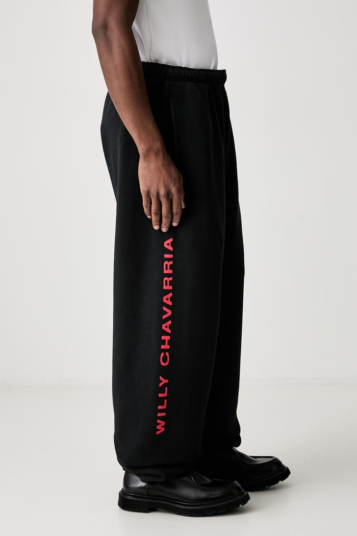 Pantaloni da tuta in cotone da uomo Willy Chavarria nero WCJSY0242.001