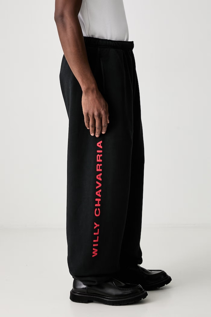 Pantaloni da tuta in cotone da uomo Willy Chavarria nero WCJSY0242.001