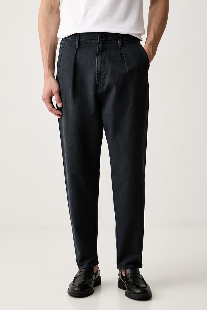 G-Star spodnie męskie bawełniane Pleated Chino Relaxed Tapered granatowy D24543.D752