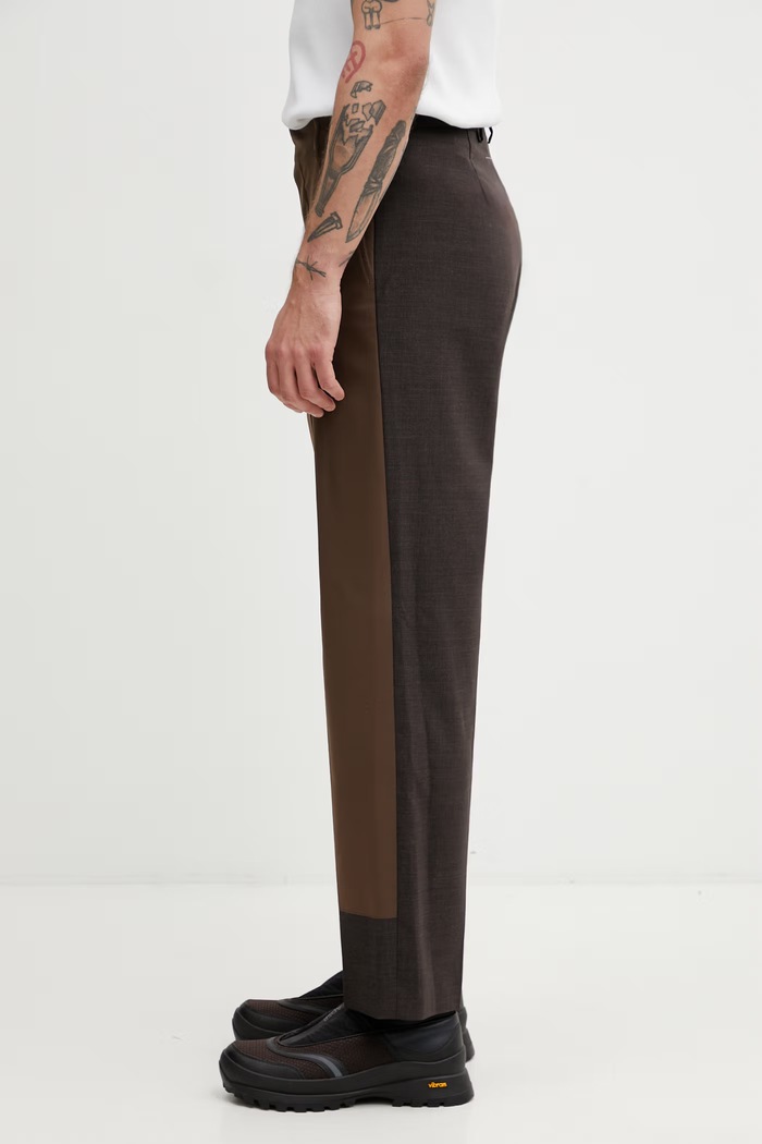 MM6 Maison Margiela Παντελόνι με πρόσμιξη μαλλιού ανδρικό SH2KA0062.M35733 καφέ SS26
