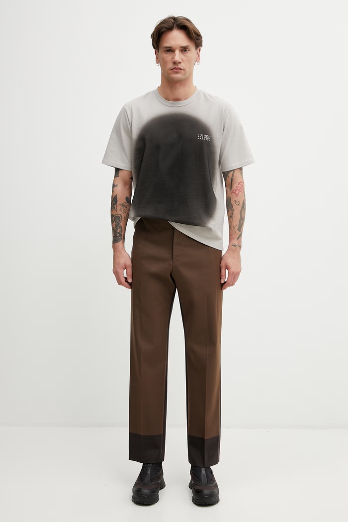 MM6 Maison Margiela spodnie męskie z dodatkiem wełny SH2KA0062.M35733 brązowy