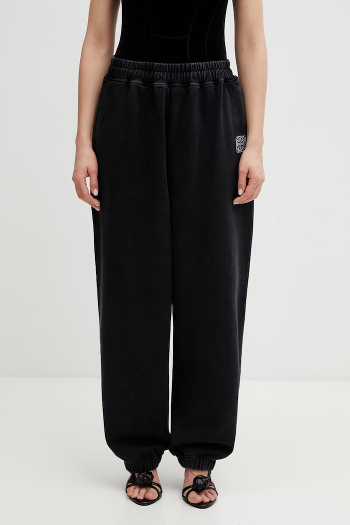 VETEMENTS spodnie dresowe bawełniane Biker Cross Logo ME76SP160B czarny SS26
