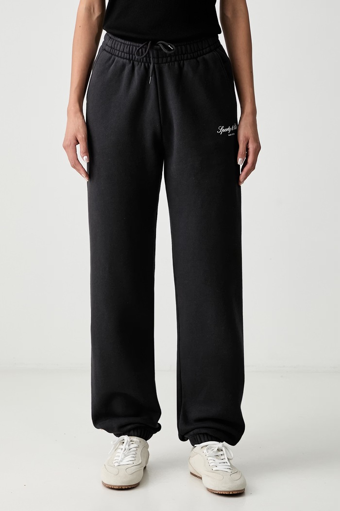 Sporty & Rich Signature NY spodnie dresowe bawełniane damskie czarny PA07071329BA02