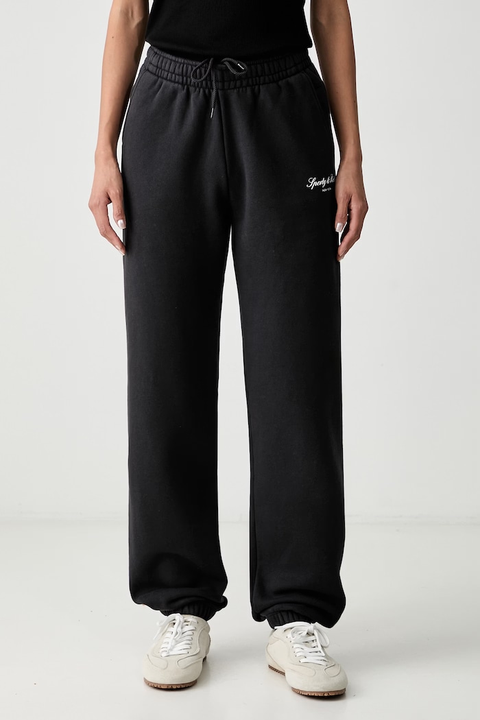Sporty & Rich Signature NY spodnie dresowe bawełniane damskie czarny PA07071329BA02
