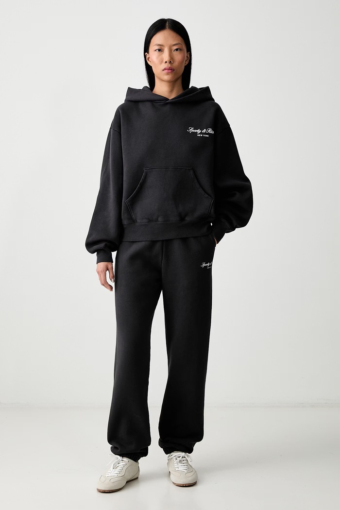 Sporty & Rich Signature NY spodnie dresowe bawełniane damskie PA07071329BA02 czarny SS26