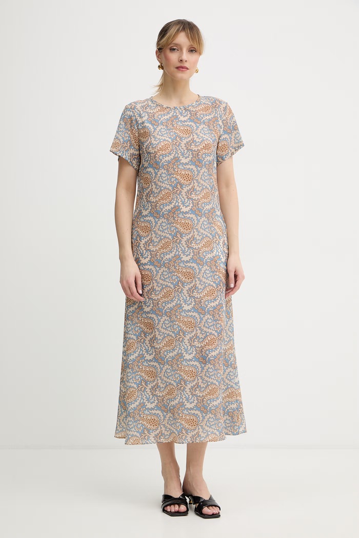 Weekend Max Mara sukienka jedwabna CRESPO casual niebieski 2615221042600