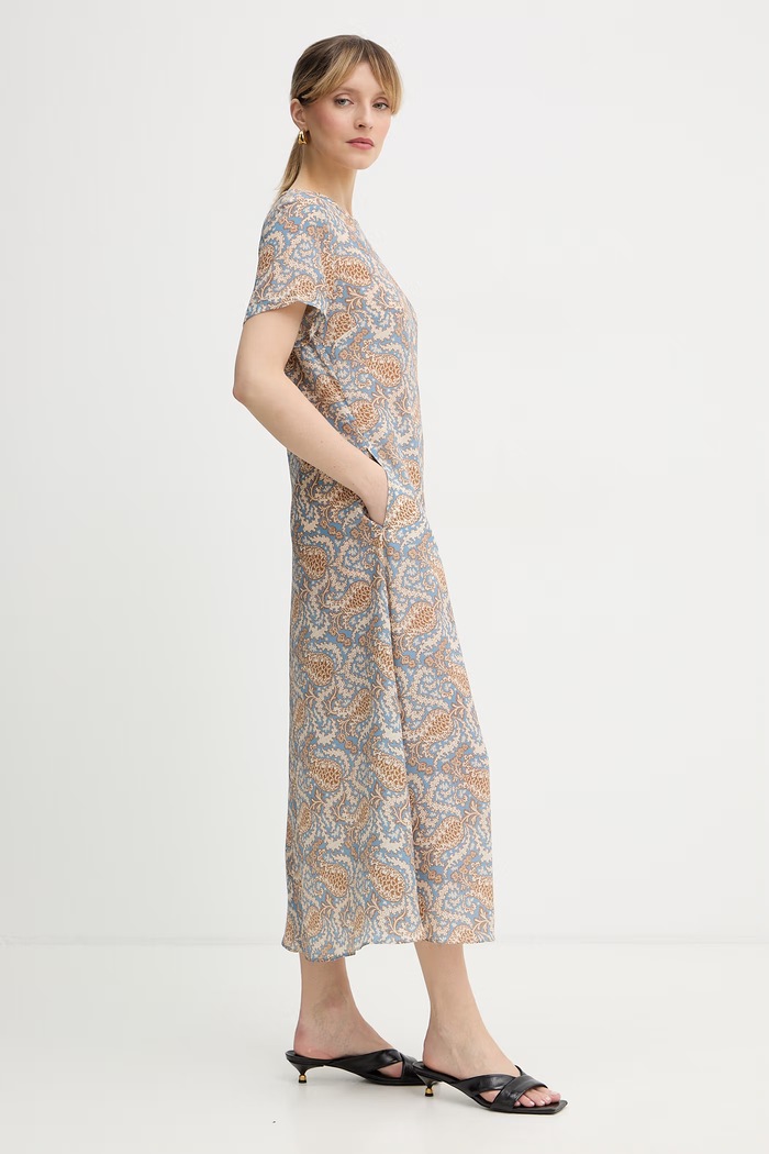 Weekend Max Mara sukienka jedwabna CRESPO 2615221042600 niebieski SS26