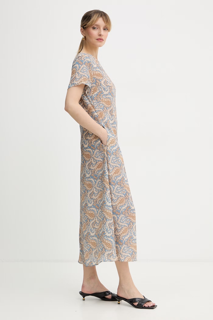 Weekend Max Mara sukienka jedwabna CRESPO 2615221042600 niebieski SS26