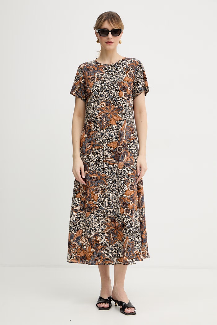 Hedvábné šaty Weekend Max Mara CRESPO 2615221042600 námořnická modř SS26
