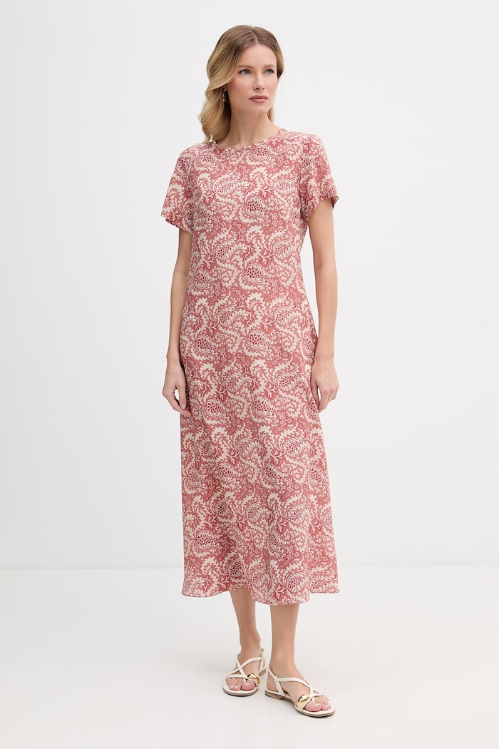 Копринена рокля Weekend Max Mara CRESPO ситен червен 2615221042600