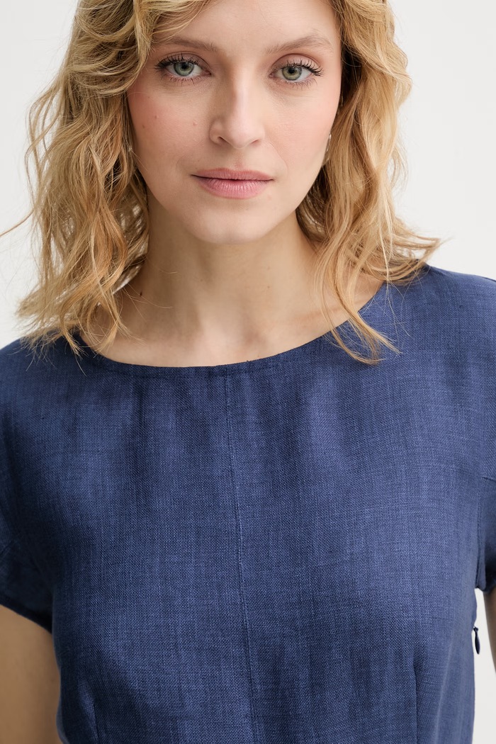 Weekend Max Mara šaty ľanové ESORDIO tmavomodrá 2615221052600