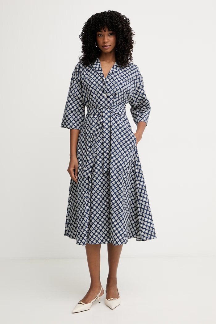 Weekend Max Mara φόρεμα βαμβακερό UNIGENO σκούρο μπλε 2615221102600