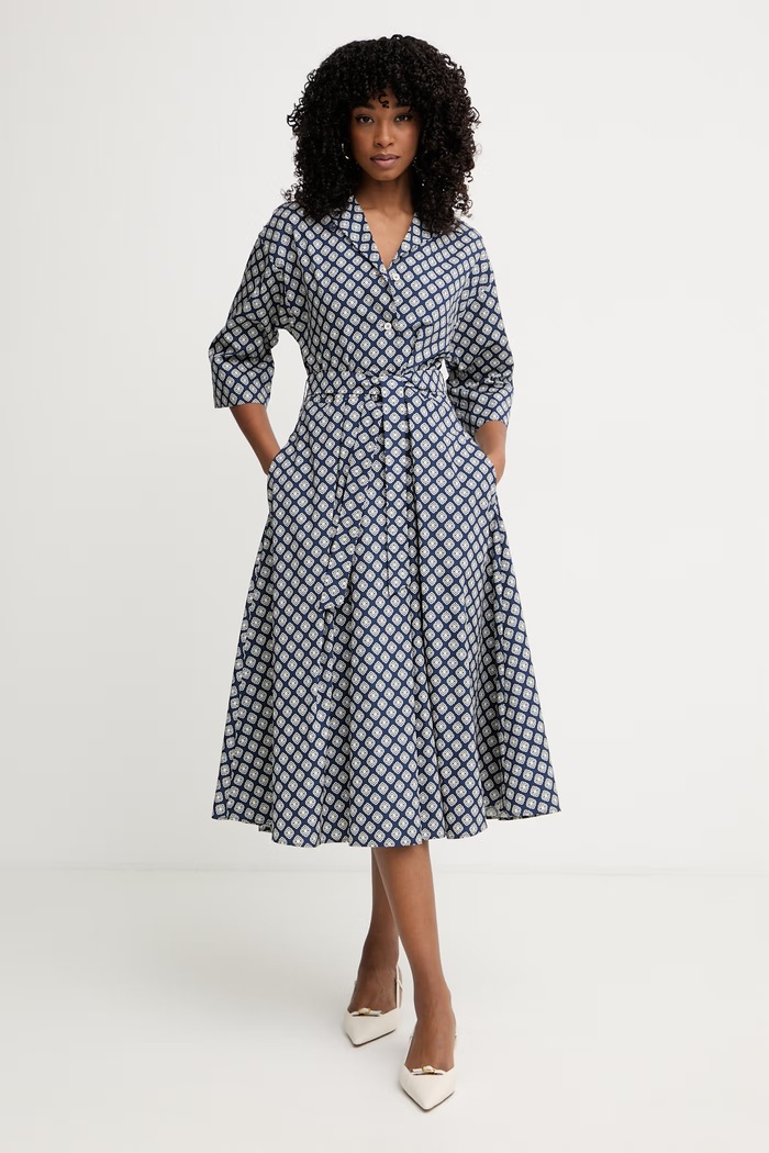 Weekend Max Mara φόρεμα βαμβακερό UNIGENO 2615221102600 σκούρο μπλε SS26