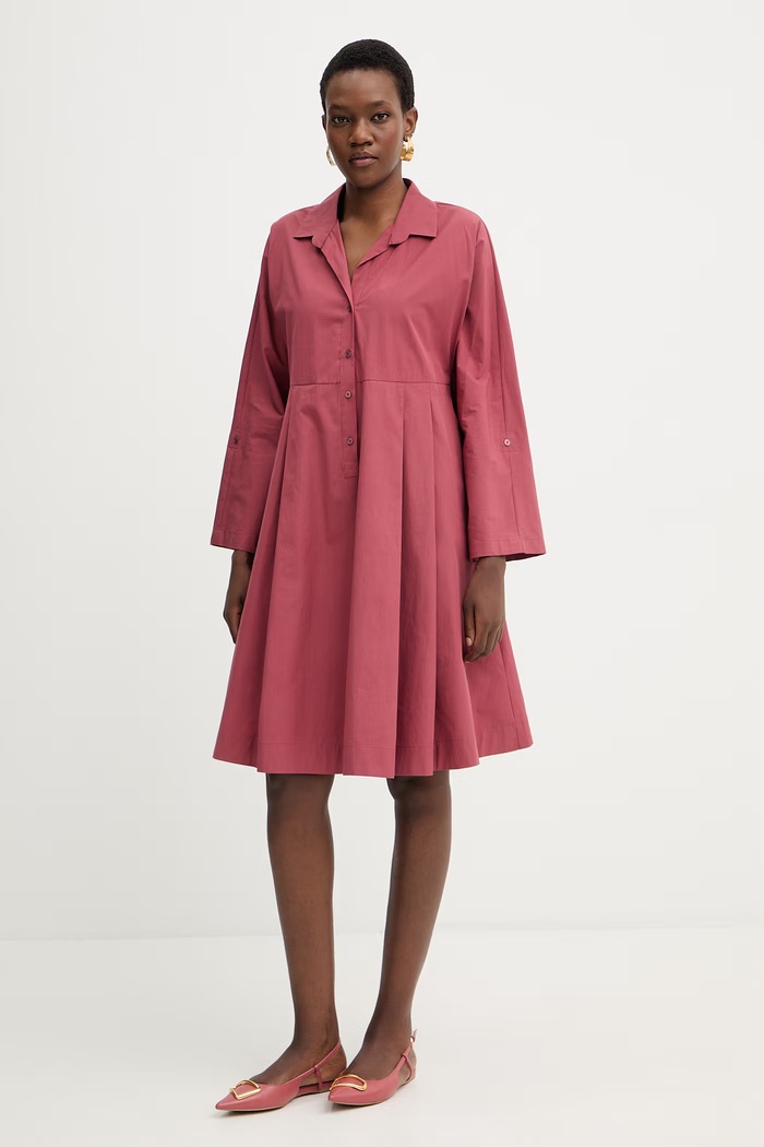 Weekend Max Mara rochie din bumbac SEGGIO fixat burgundia 2615221132600