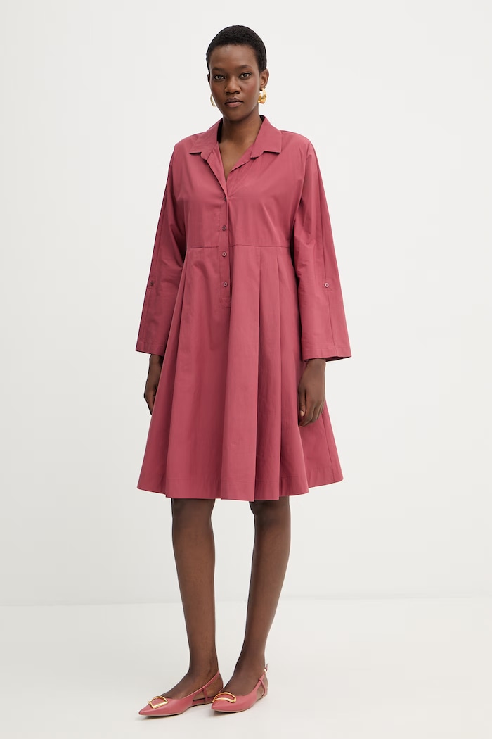 Weekend Max Mara rochie din bumbac SEGGIO fixat burgundia 2615221132600