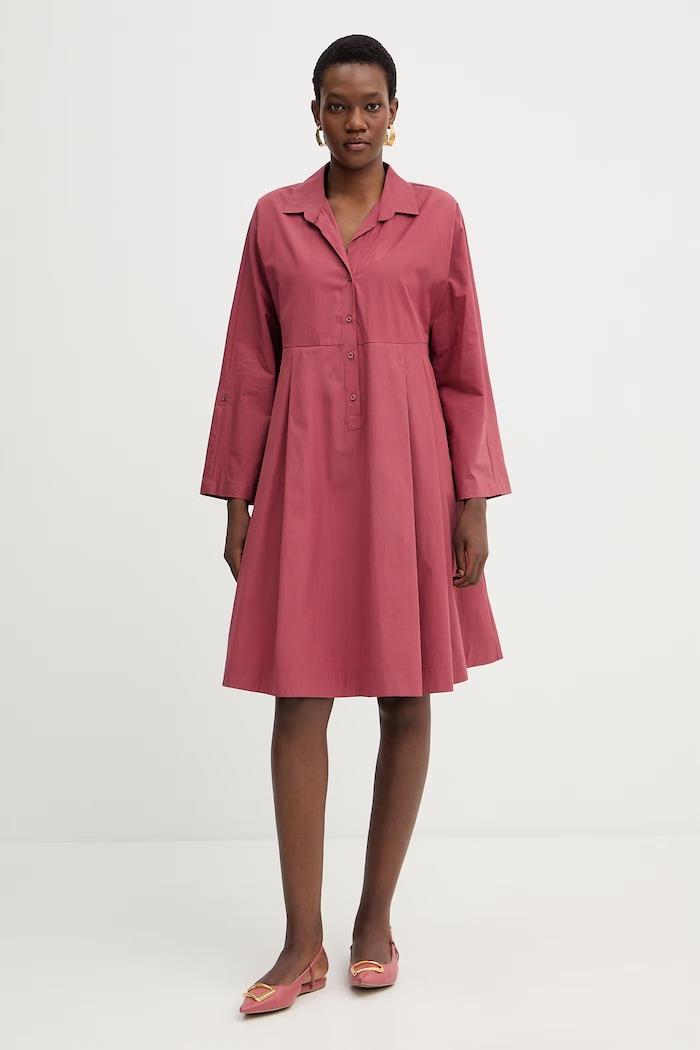 Weekend Max Mara rochie din bumbac SEGGIO 2615221132600 burgundia SS26