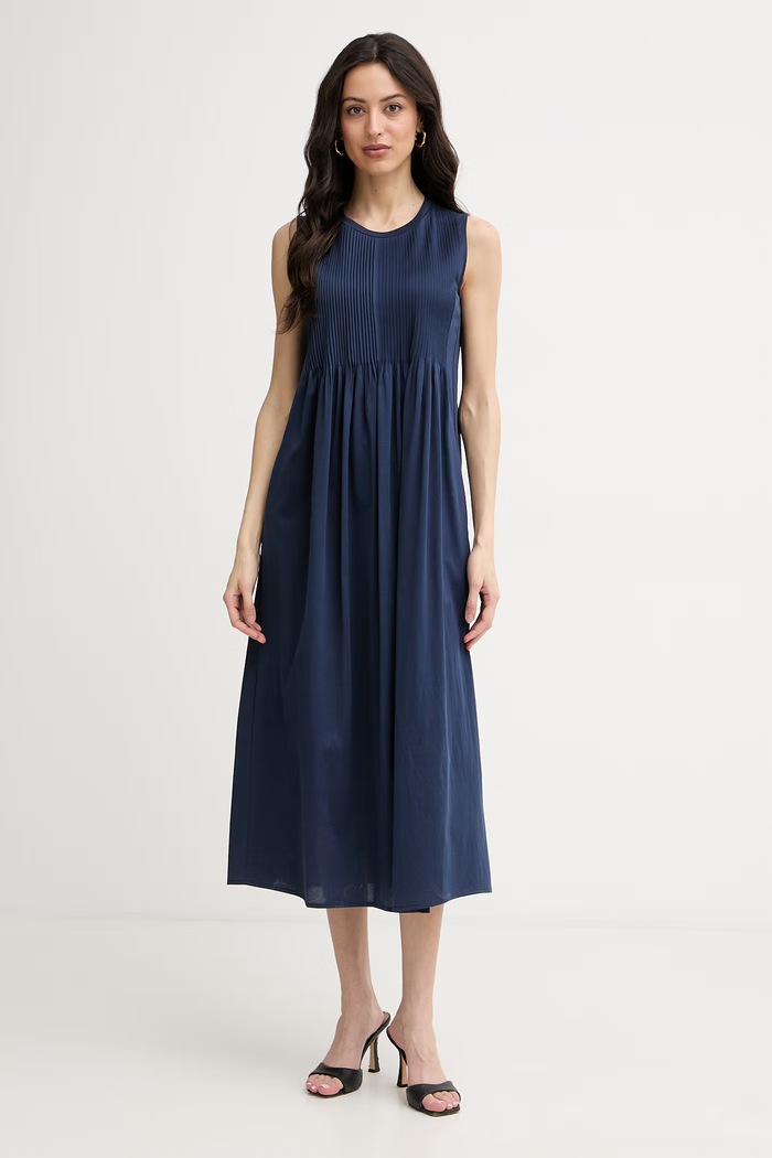 Weekend Max Mara rochie de vară din bumbac RICORDO bleumarin 2615621022600