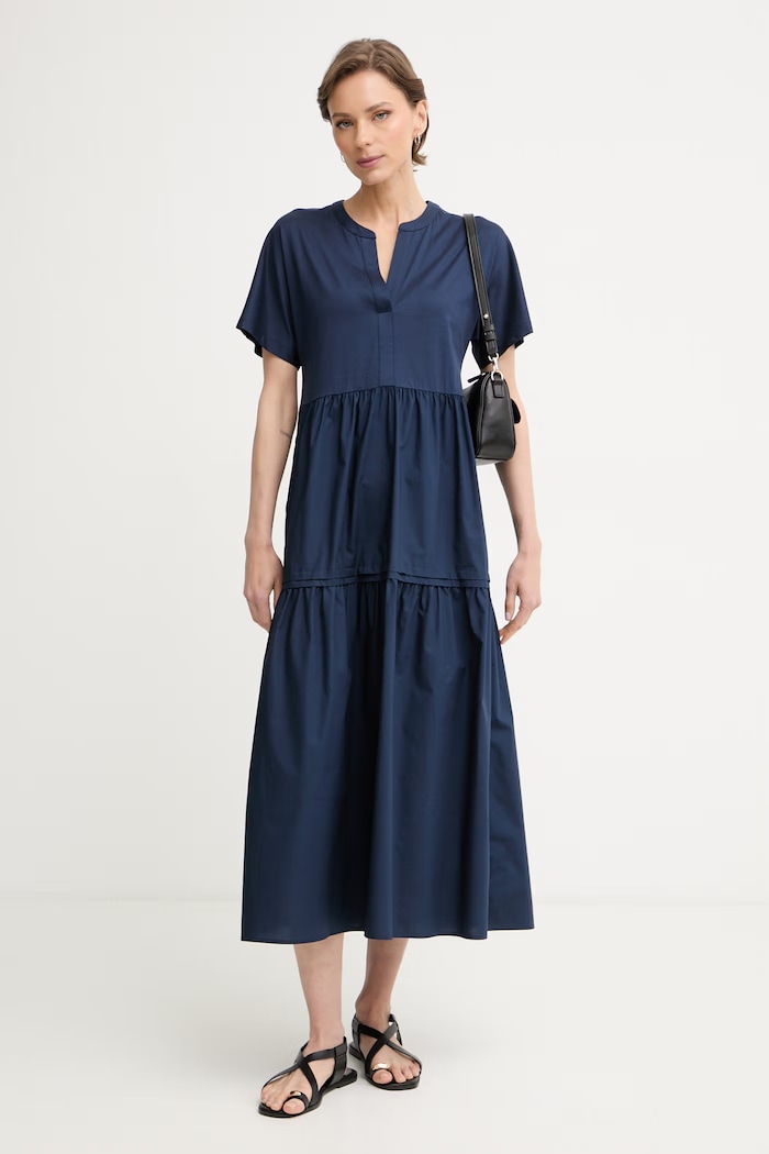 Weekend Max Mara letné šaty bavlnené CAPSULA 2615621032600 tmavomodrá SS26