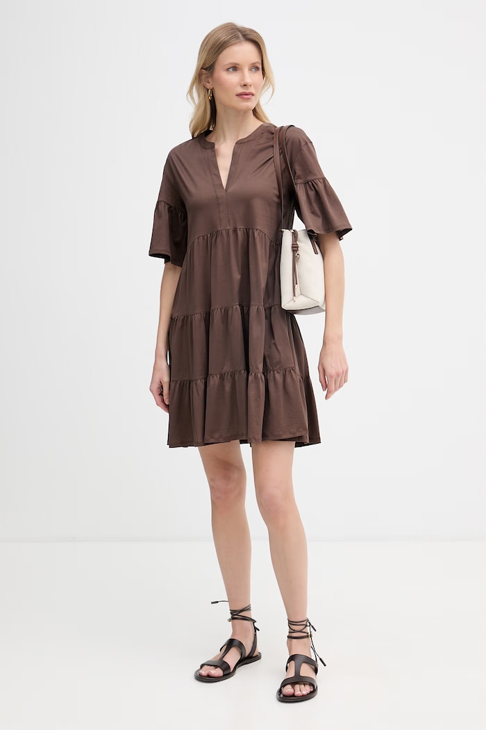 Weekend Max Mara sukienka letnia bawełniana SAGGINA 2615621042600 brązowy SS26