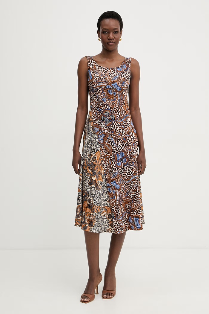 Weekend Max Mara φόρεμα φαρδύ βαμβακερό PAUSA καφέ 2615621082600