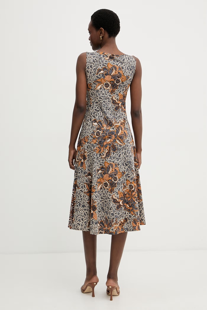 Ρούχα Weekend Max Mara φόρεμα φαρδύ βαμβακερό PAUSA 2615621082600 καφέ