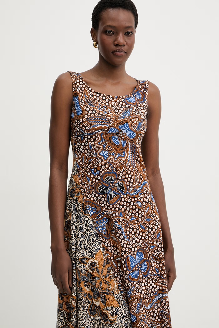 Weekend Max Mara φόρεμα φαρδύ βαμβακερό PAUSA καφέ 2615621082600