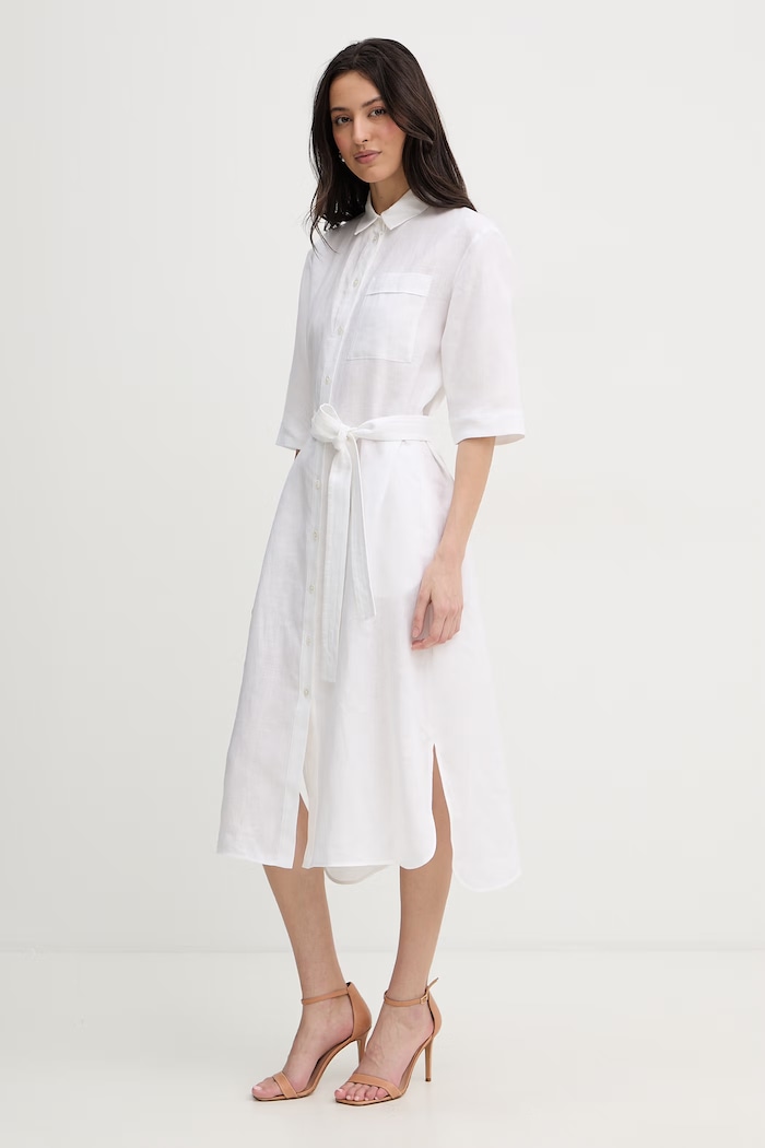 MM by Max Mara letné šaty ľanové TABELLA 2616221068600 biela SS26