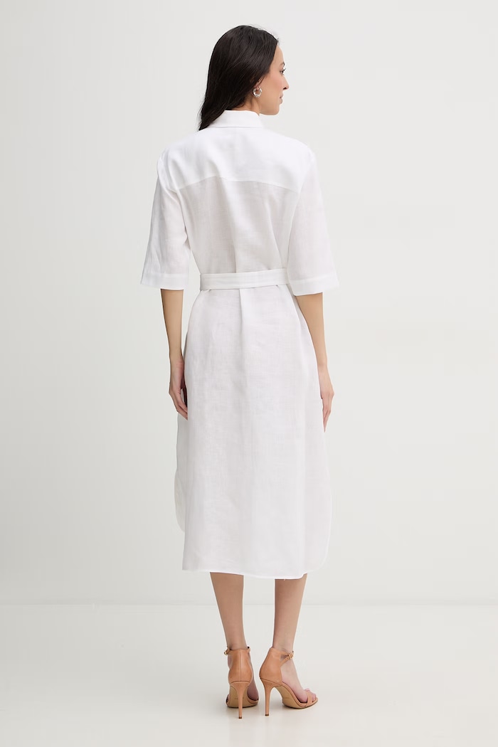 Oblečenie MM by Max Mara letné šaty ľanové TABELLA 2616221068600 biela