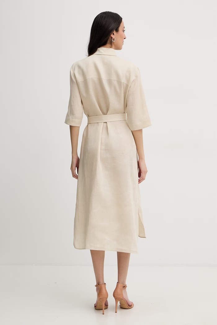 Oblečenie MM by Max Mara letné šaty ľanové TABELLA 2616221068600 béžová