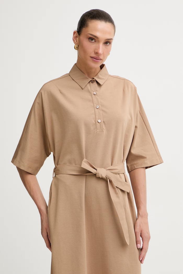 MM by Max Mara rochie de vară cu bumbac ALBERO bej 2616621028600