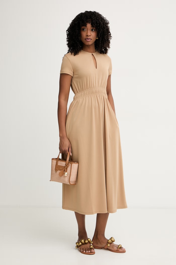 MM by Max Mara sukienka rozkloszowana z modalem CANNONE 2616621048600 beżowy SS26