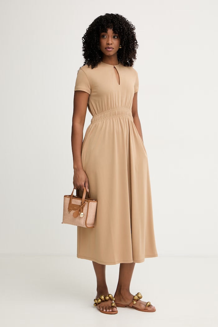 MM by Max Mara sukienka rozkloszowana z modalem CANNONE 2616621048600 beżowy SS26