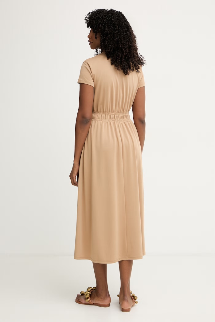 Odzież MM by Max Mara sukienka rozkloszowana z modalem CANNONE 2616621048600 beżowy