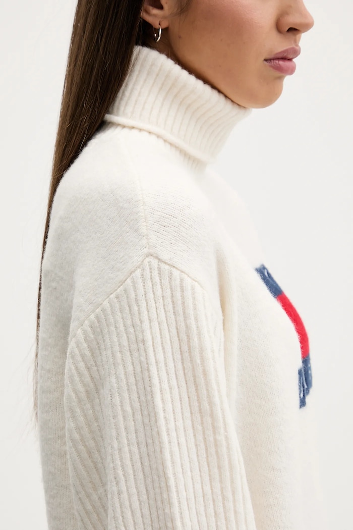 Φόρεμα από μείγμα μαλλιού Tommy Jeans DW0DW21908 μπεζ