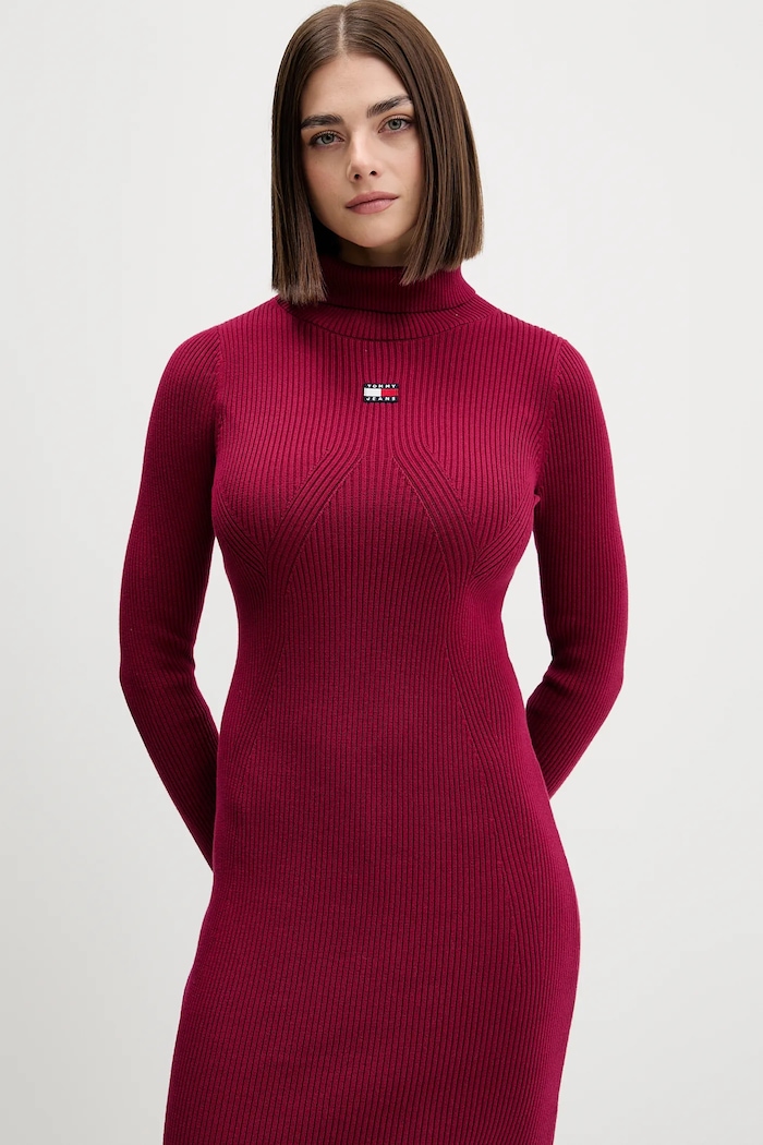 Šaty Tommy Jeans burgundské DW0DW21910