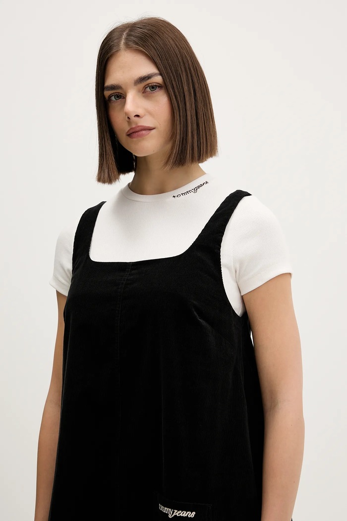 Bavlnené šaty Tommy Jeans čierna DW0DW22463