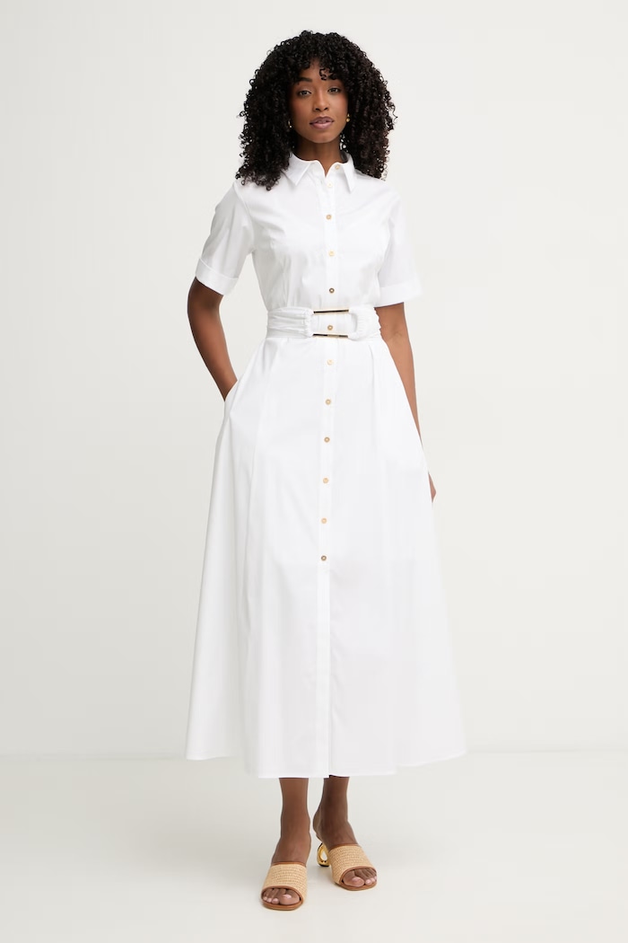 Marciano by Guess sukienka rozkloszowana z bawełną ULLA G6GK44.W1923 biały SS26